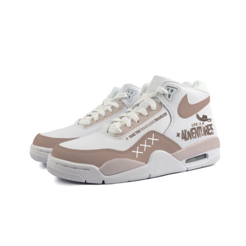 Nike Flight Legacy Slip Resistant Abrasion Resistant Mid top Vintage Basketball Shoes Unisex White Brown