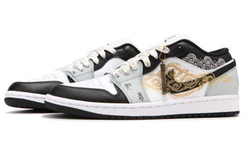 Jordan Air Jordan 1 Low Abrasion Resistant Breathable Low top Vintage Basketball Shoes Men’s Black White Gray