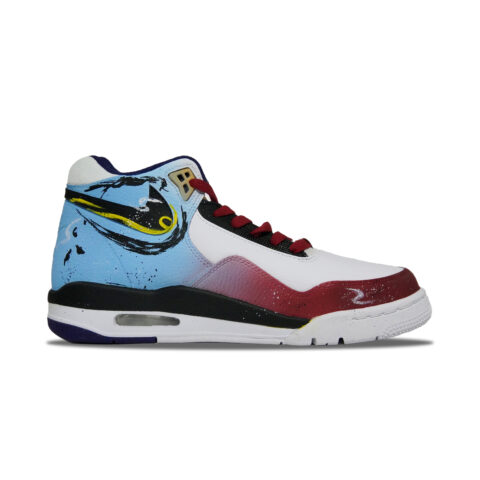 Nike Flight Legacy Ne Zha Conquers The Sea Abrasion Resistant Mid top Vintage Basketball Shoes Men’s White Blue