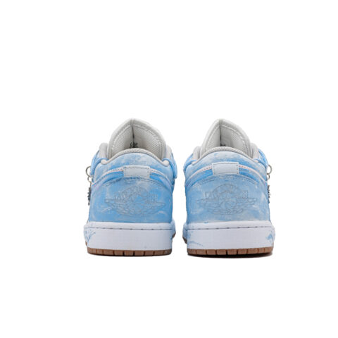 Jordan Air Jordan 1 Colored Glaze Sea Abrasion Resistant Low top Vintage Basketball Shoes Unisex Ocean Blue