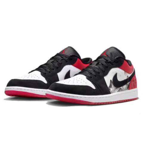 Jordan Air Jordan 1 Low top Vintage Basketball Shoes Unisex Black Red