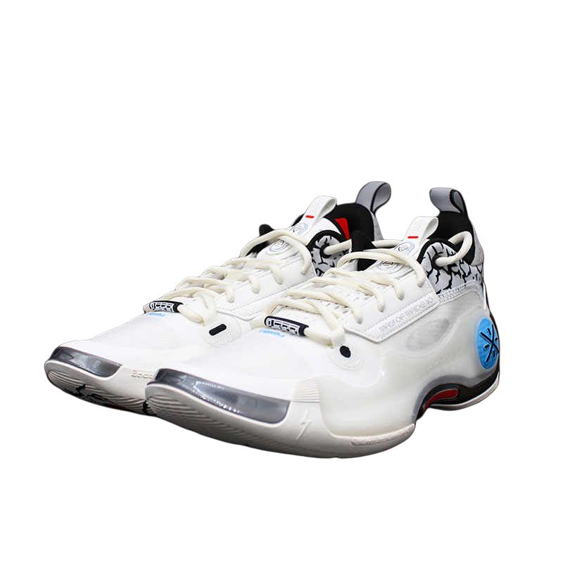 Li Ning Slip Resistant Abrasion Resistant Low top Basketball Shoes Men’s White Black Blue