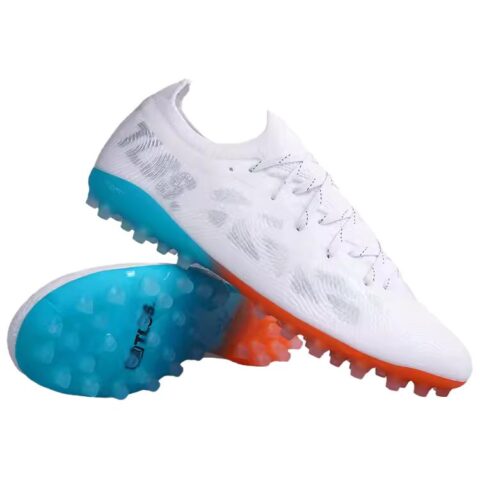 TLSS. x KELME MG Multi Ground Artificial Turf Slip Resistant Abrasion Resistant Soccer Shoes Men’s White Blue Orange