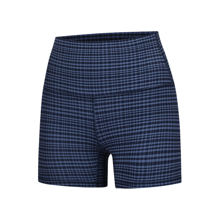 Lululemon Align™ Yoga Shorts 4′ Women’s Washed Denim Blue Mixed Light Reflecting Plaid
