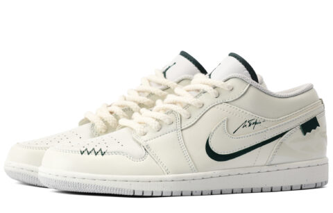 Jordan Air Jordan 1 Lightweight Low top Vintage Basketball Shoes Unisex Ecru