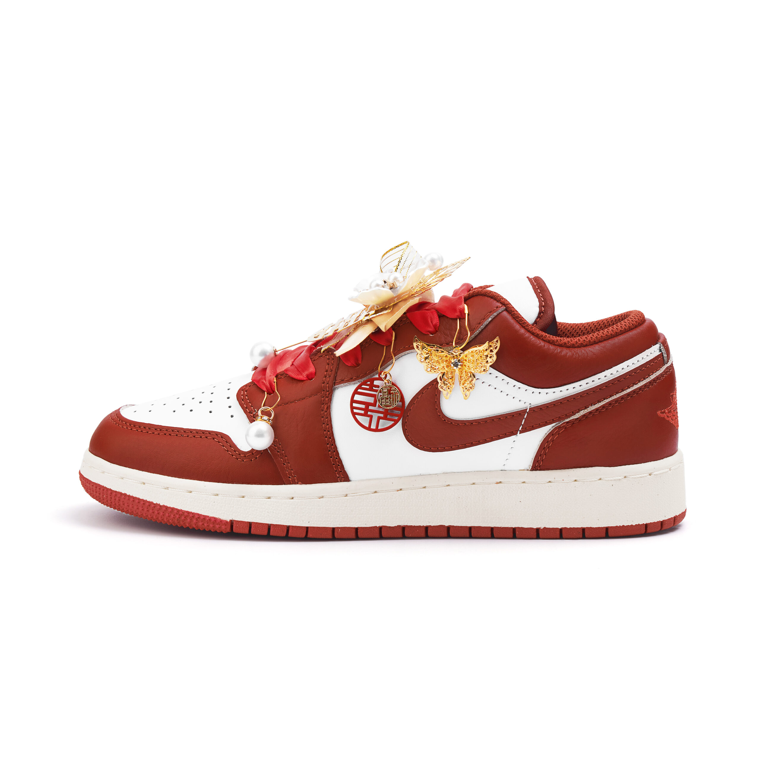 Jordan Air Jordan 1 Slip Resistant Abrasion Resistant Low top Vintage Basketball Shoes Women’s Red