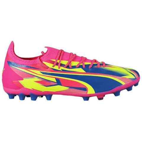 PUMA Ultra Ultimate MG Multi Ground Artificial Turf Cushioning, Wear Resistant Soccer Shoes Unisex Pink Blue