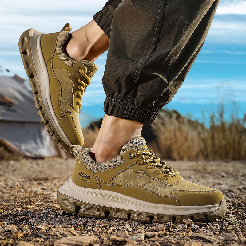 Jeep Cow Split Leather Low top Hiking Shoes Unisex
