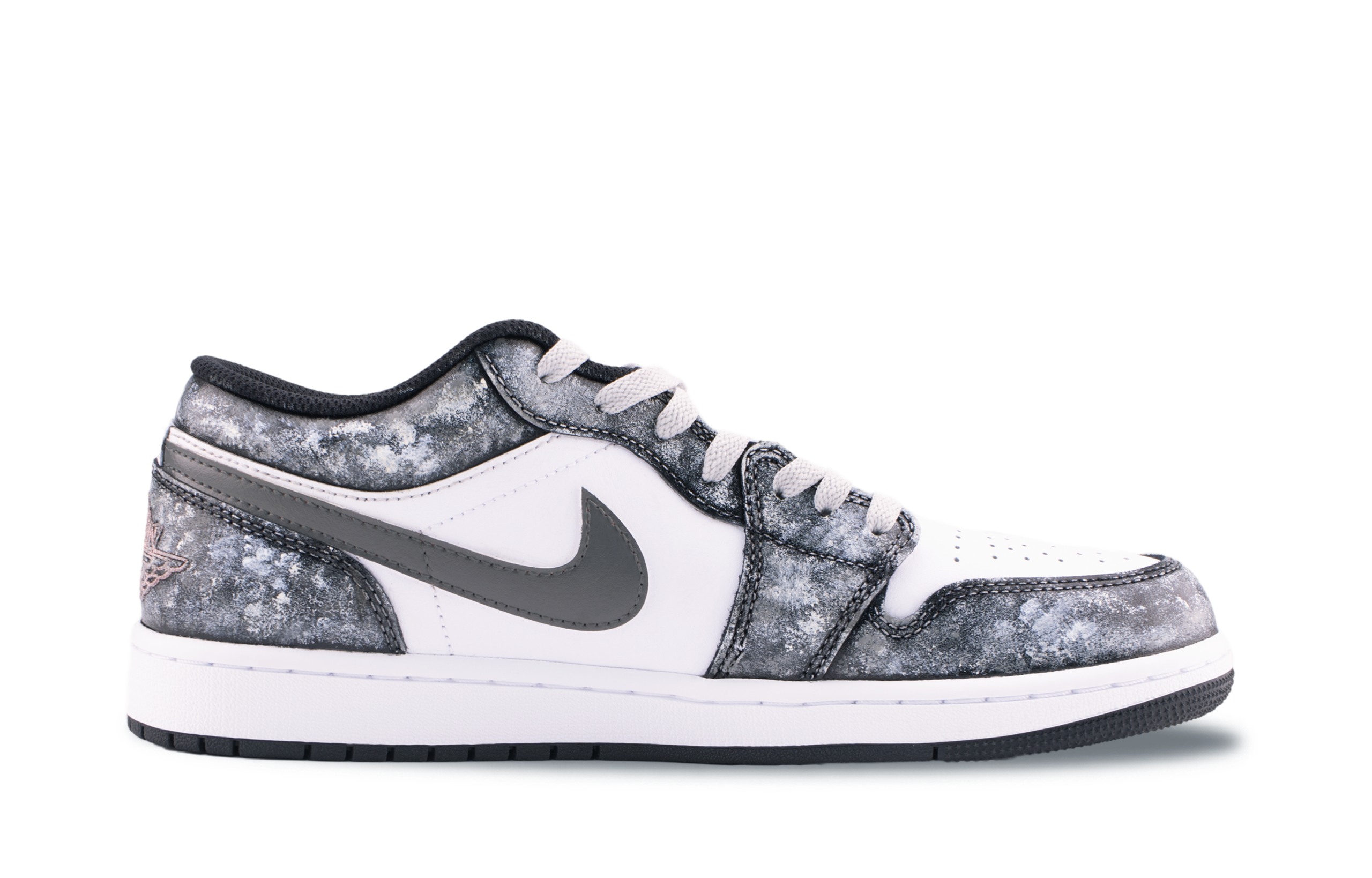 Jordan Air Jordan 1 Tomb Raider Abrasion Resistant Low top Vintage Basketball Shoes Unisex Gray White