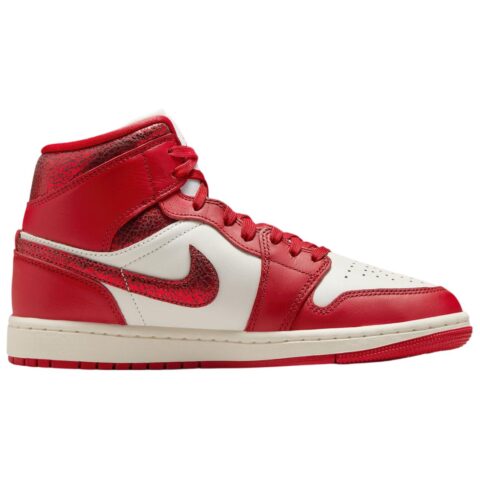 Jordan 1 Mid Se Red Cracked Leather Women’s