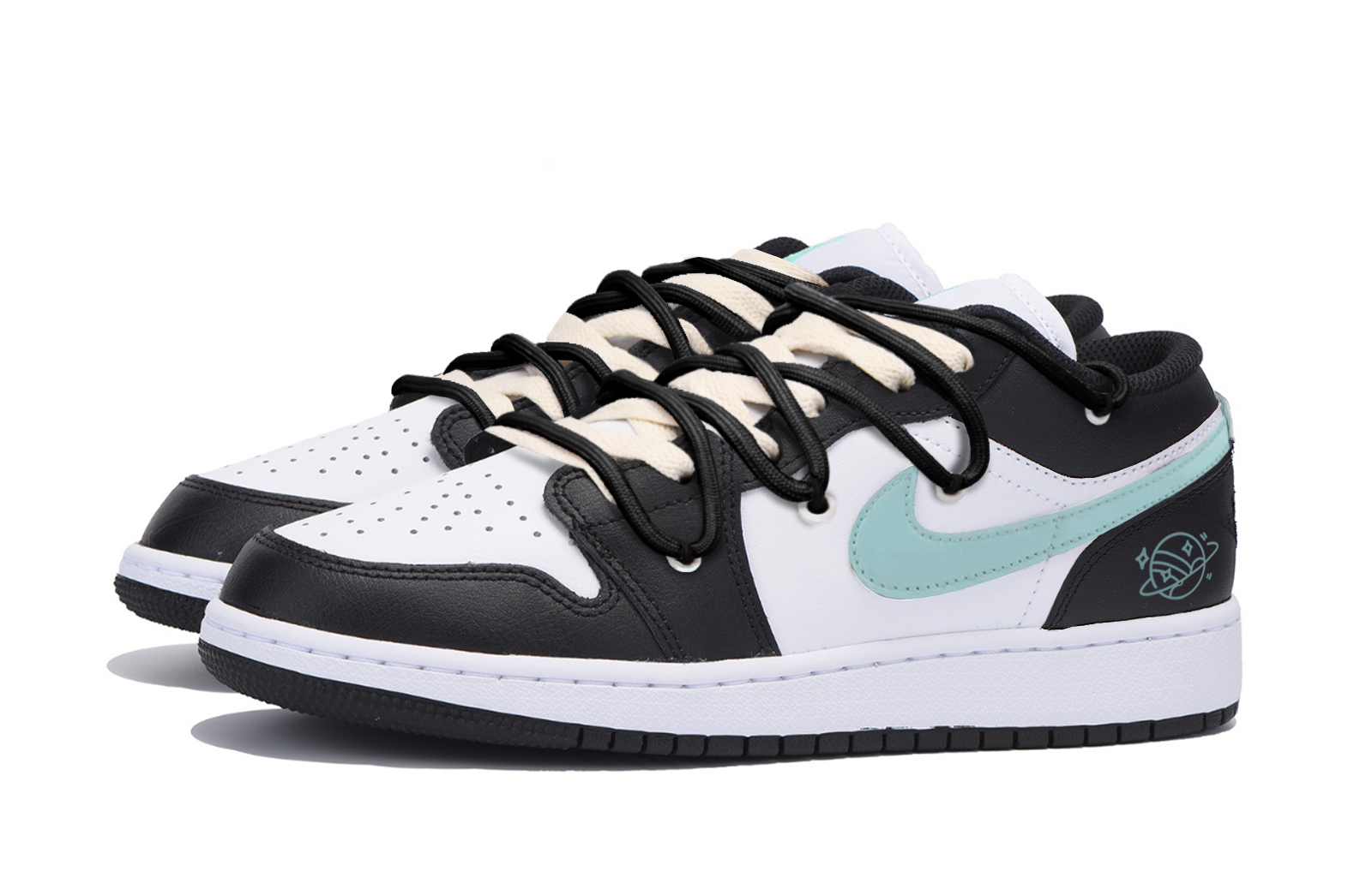 Jordan Air Jordan 1 Abrasion Resistant Slip Resistant Low top Vintage Basketball Shoes Men’s Black White Blue