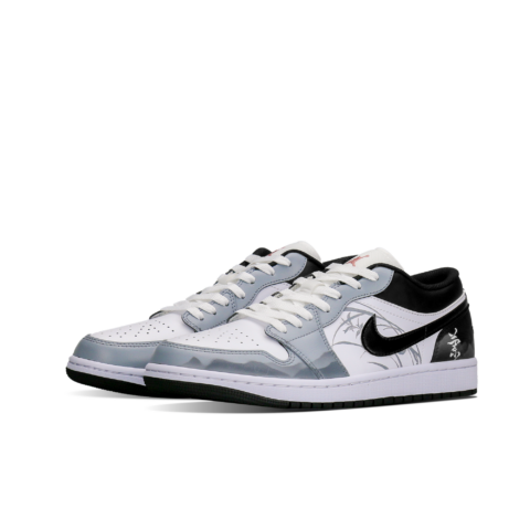 Jordan Air Jordan 1 Low top Vintage Basketball Shoes Unisex Black White Gray