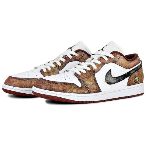Jordan Air Jordan 1 Abrasion Resistant Low top Vintage Basketball Shoes Unisex White Red Black