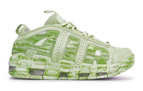 Nike Air More Uptempo Vintage Basketball Shoes Unisex Low Top Yellow Green