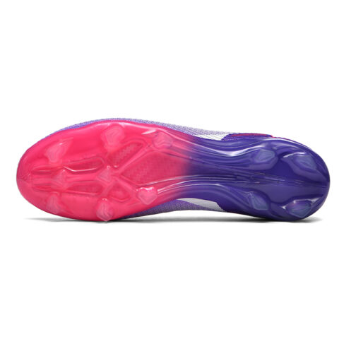 Keliqee FG Firm Ground Soft Ground Slip Resistant, Abrasion Resistant, Breathable Soccer Shoes Unisex White Purple Pink