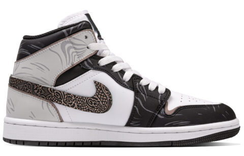 Jordan Air Jordan 1 MID Mountains And Seas Spirit Box Leather Slip Resistant Abrasion Resistant