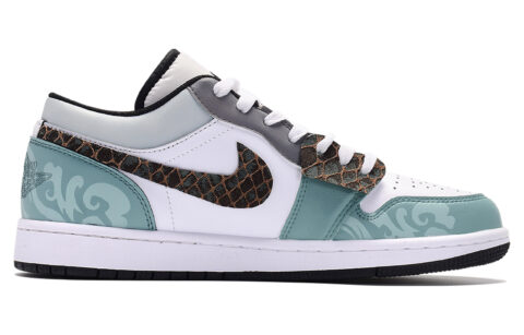 Jordan Air Jordan 1 Cushioning Slip Resistant Low top Vintage Basketball Shoes Men’s Gray Green