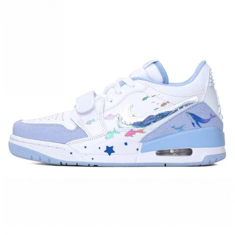 Jordan Legacy 312 Abrasion Resistant Slip Resistant Low top Vintage Basketball Shoes Women’s White Blue
