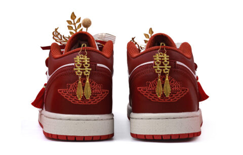 Jordan Air Jordan 1 Abrasion Resistant Low top Vintage Basketball Shoes Unisex Dark Red