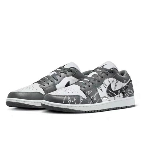 Jordan Air Jordan 1 Vintage Basketball Shoes Unisex Low Top White/Gray