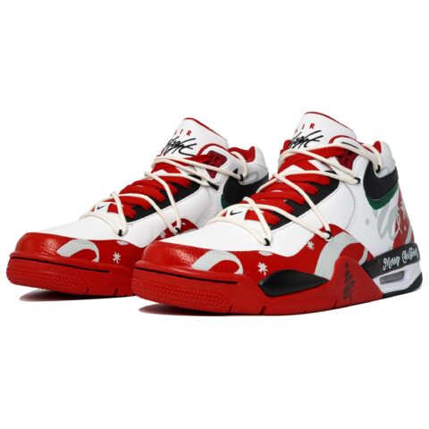 Nike Flight Legacy Slip Resistant Abrasion Resistant Mid top Vintage Basketball Shoes Men’s White