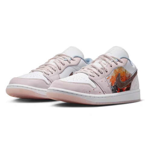 Jordan Air Jordan 1 Abrasion Resistant Slip Resistant Low top Vintage Basketball Shoes Women’s Pink White