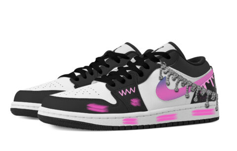Jordan Air Jordan 1 Urban Chic Style Abrasion Resistant Low top Vintage Basketball Shoes Women’s Black White Pink
