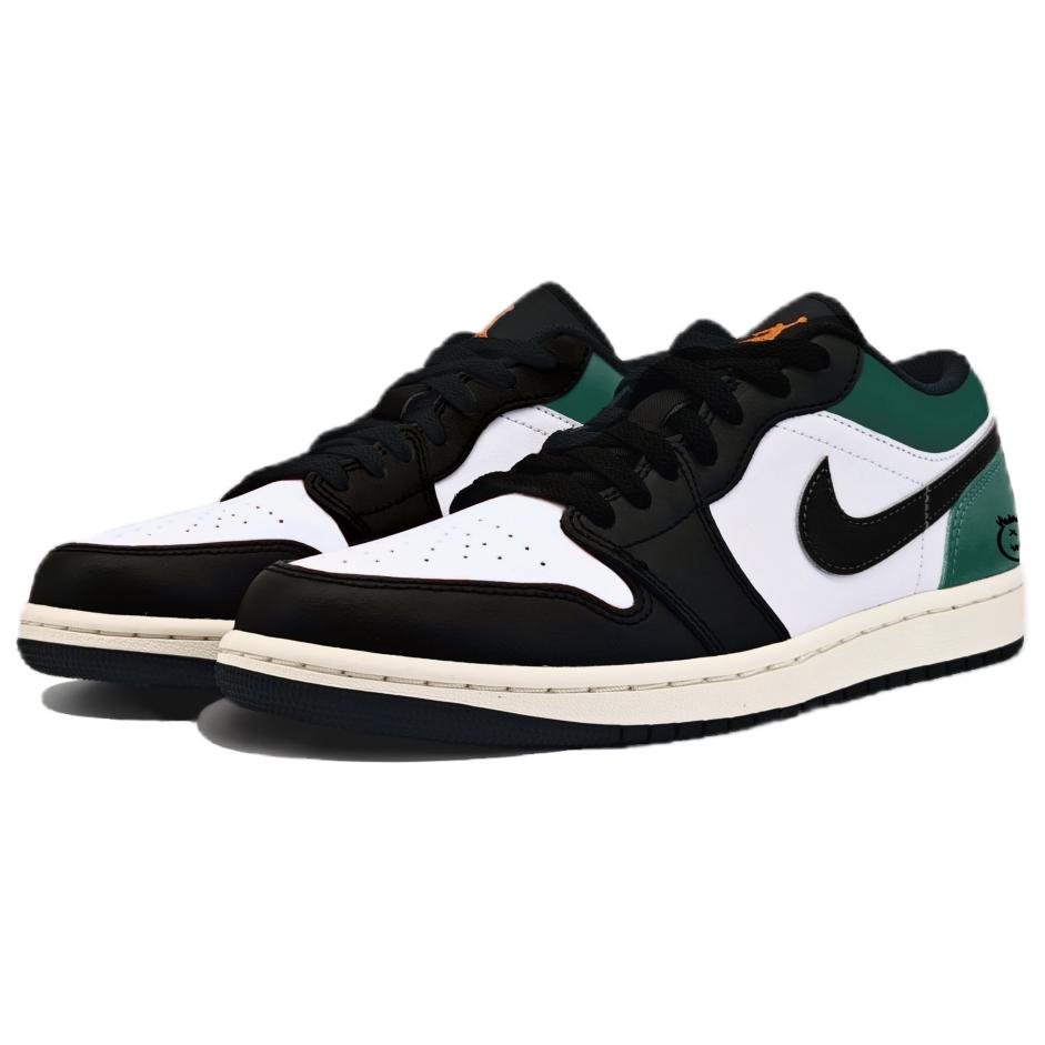 Jordan Air Jordan 1 Abrasion Resistant Low top Basketball Shoes Unisex Green Black