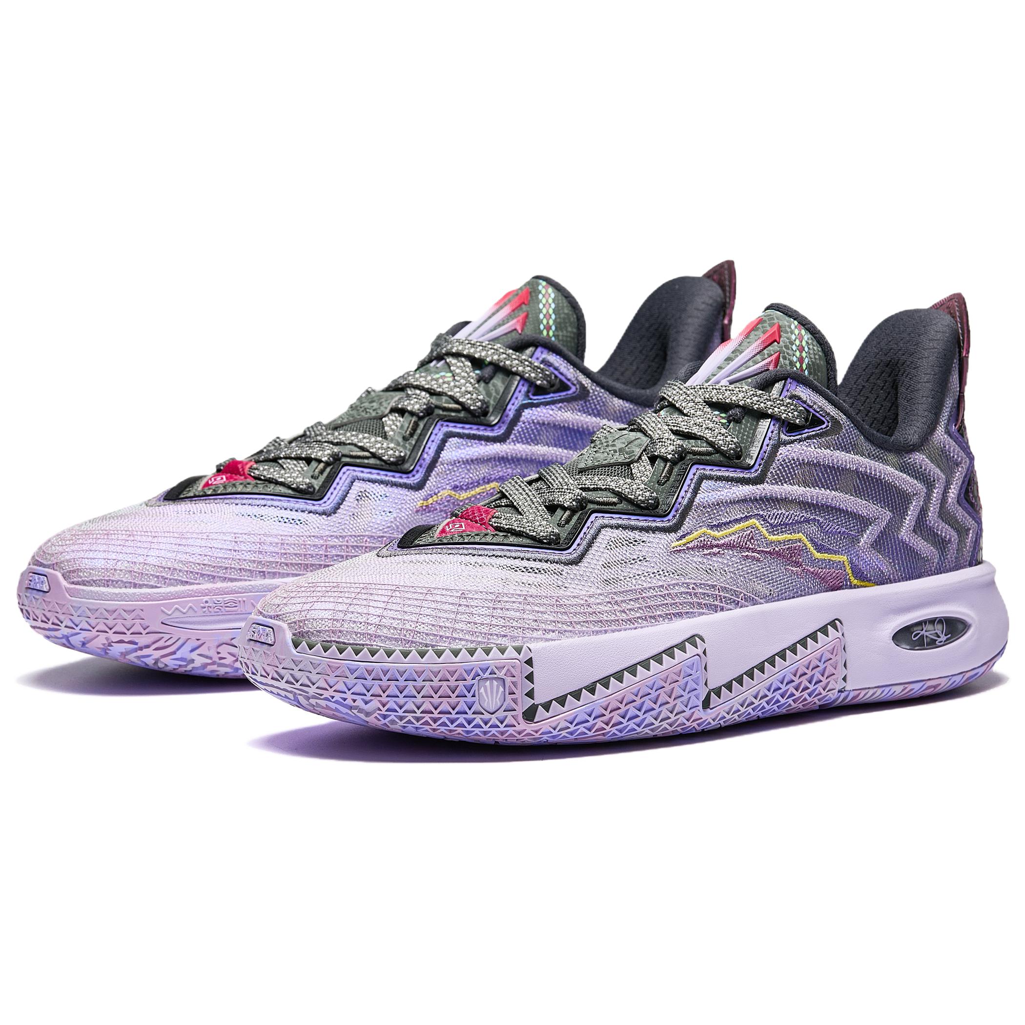 Anta KAI 2 Textile, Synthetic Leather Low top Midfoot Carbon Plate Basketball Shoes Men’s Gray Purple