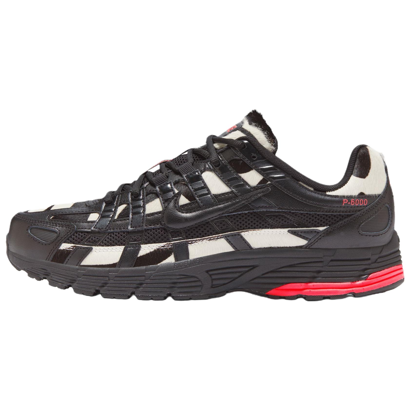 Nike P 6000 Breathable And Lightweight Low top Rubber Foam Running Shoes Men’s Black White Red