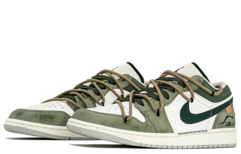 Jordan Air Jordan 1 Abrasion Resistant Abrasion Resistant Low top Vintage Basketball Shoes Men’s Green White