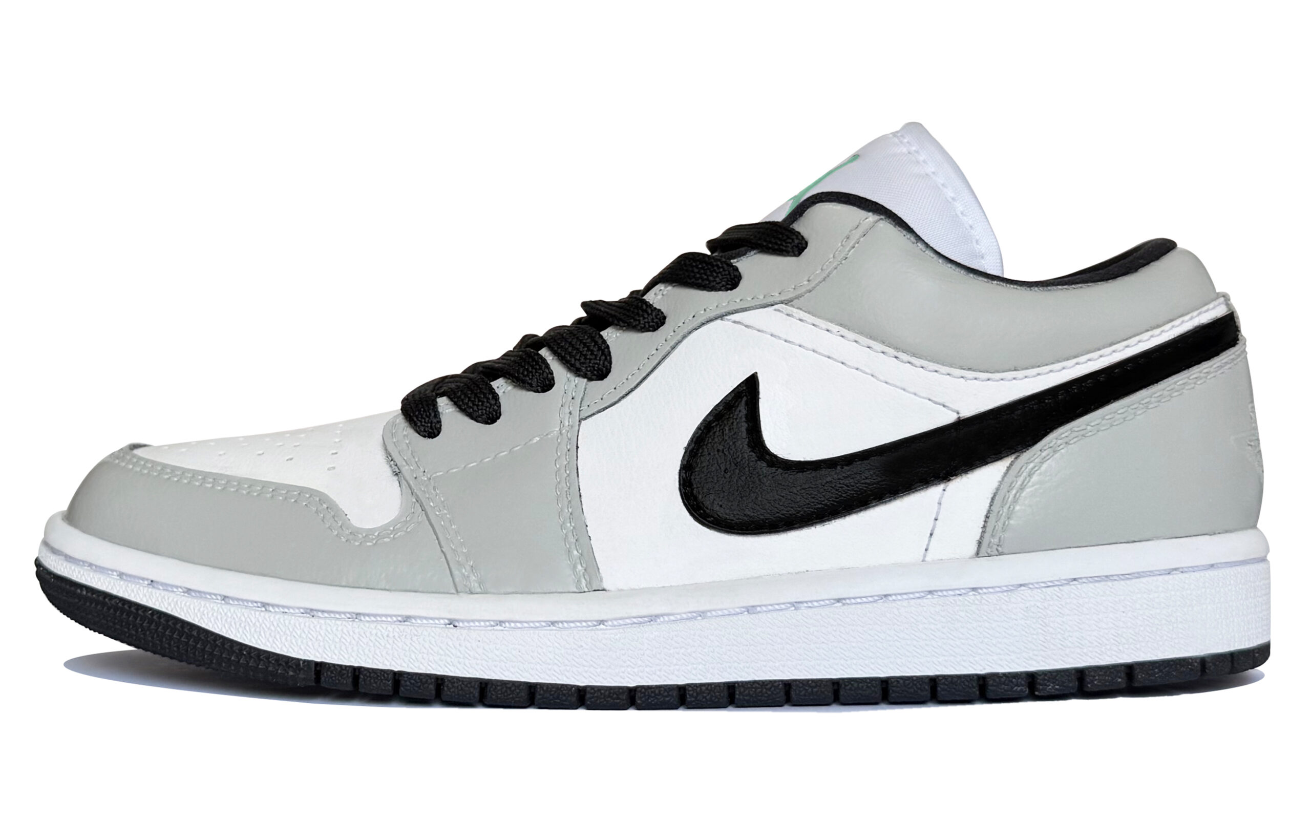Jordan Air Jordan 1 Lunar Mail, Mist Gray Cushioning Low top Vintage Basketball Shoes Men’s Gray White