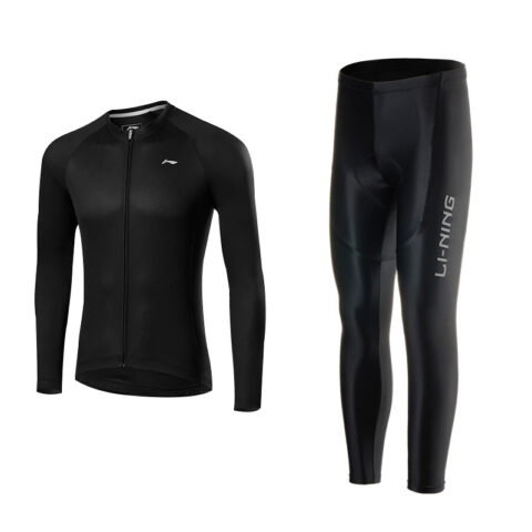 Li Ning Cycling Suits Men's Black Crew Neck Thin
