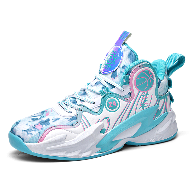 BIANSULONG Slip Resistant Abrasion Resistant Support High top Basketball Shoes Unisex White Moon