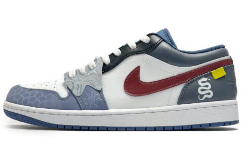 Jordan Air Jordan 1 Cushioning Slip Resistant Abrasion Resistant Low top Vintage Basketball Shoes Men’s Blue Red