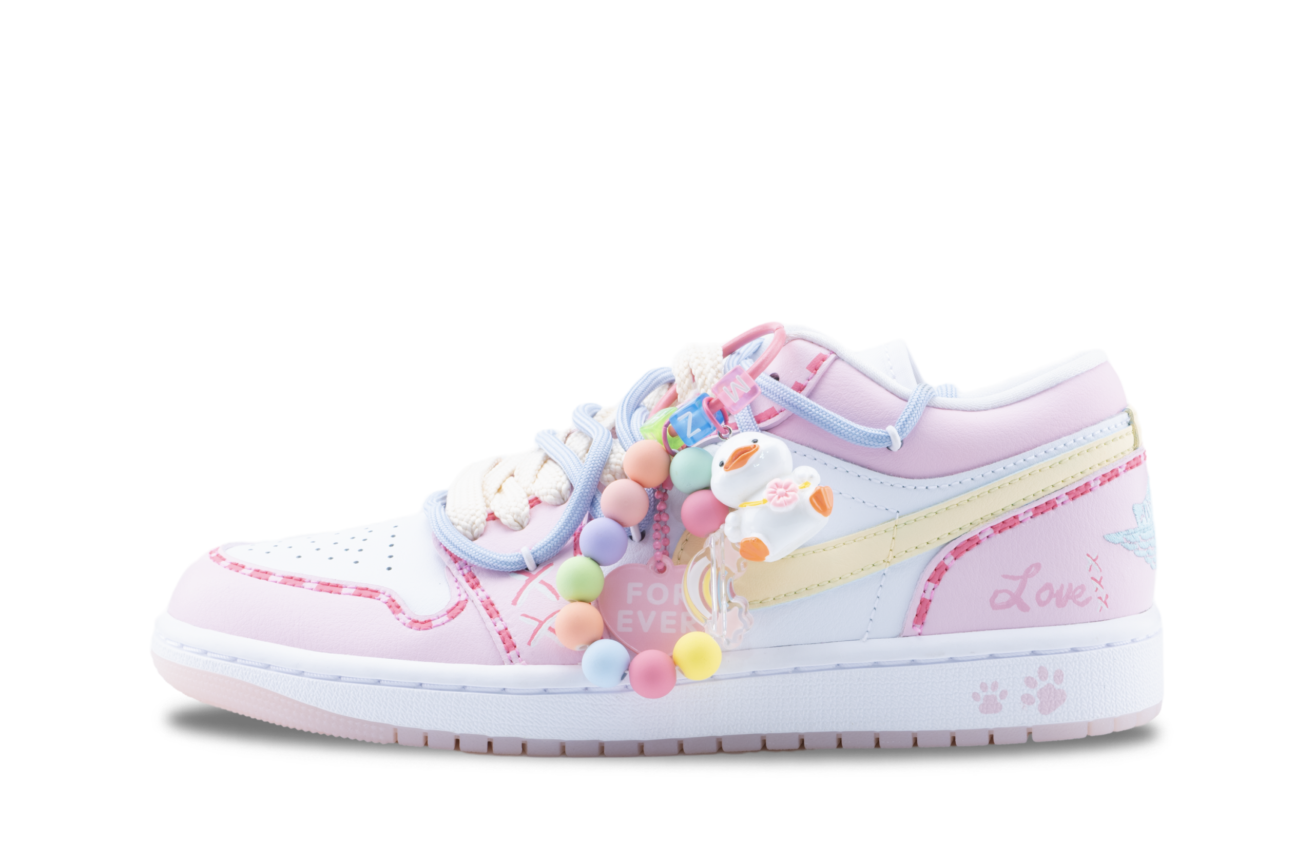 Jordan Air Jordan 1 Slip Resistant Abrasion Resistant Low top Vintage Basketball Shoes Unisex Pink