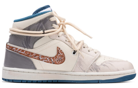 Jordan Air Jordan 1 MID Okra Leather Slip Resistant Abrasion Resistant Slip Resistant Abrasion Resistant Mid top