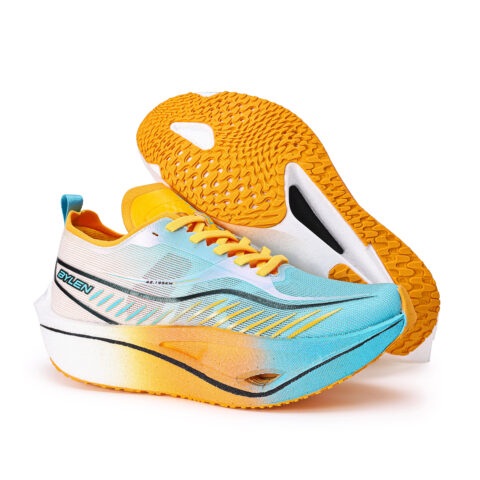 BYLEN Cushioning Slip Resistant Abrasion Resistant Low top Genuine Carbon Plate Running Shoes Unisex Orange With Seeds
