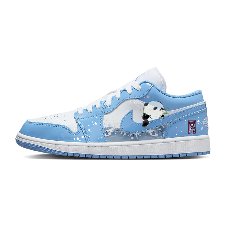 Jordan Air Jordan 1 Slip Resistant Abrasion Resistant Low top Vintage Basketball Shoes Unisex White Blue
