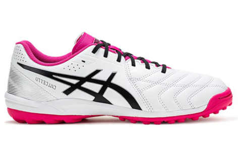 ASICS Calcetto TF Turf Artificial Turf Cushioning, Wear Resistant Soccer Shoes Men’s White Pink
