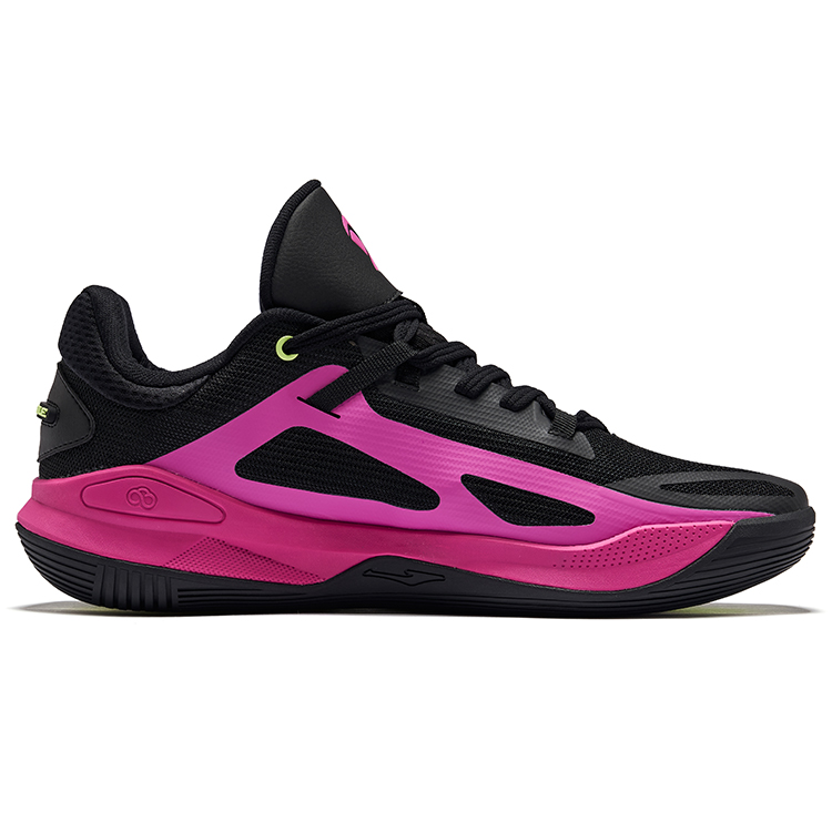 Erke Qianxun TD Cushioning Rebound Anti Rollover Low top Basketball Shoes Men’s Jet Black Laser Fuchsia