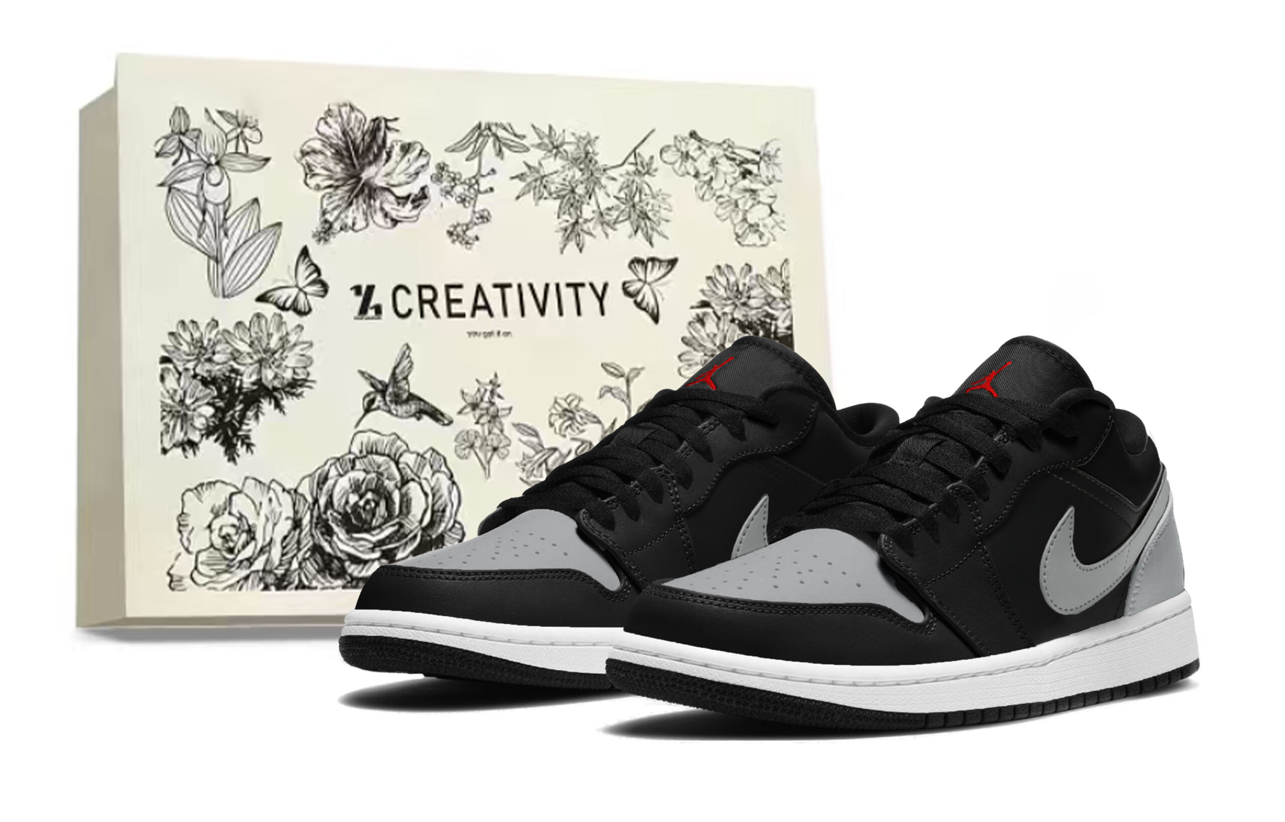 Jordan Air Jordan 1 Box Cushioning Slip Resistant Abrasion Resistant Low top Vintage Basketball Shoes Unisex Black