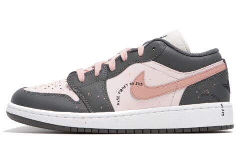 Jordan Air Jordan 1 Abrasion Resistant Low top Vintage Basketball Shoes Unisex Gray Pink