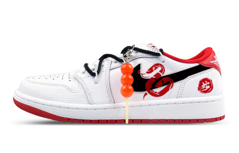 Jordan Air Jordan 1 Abrasion Resistant Slip Resistant Low top Vintage Basketball Shoes Unisex White Red