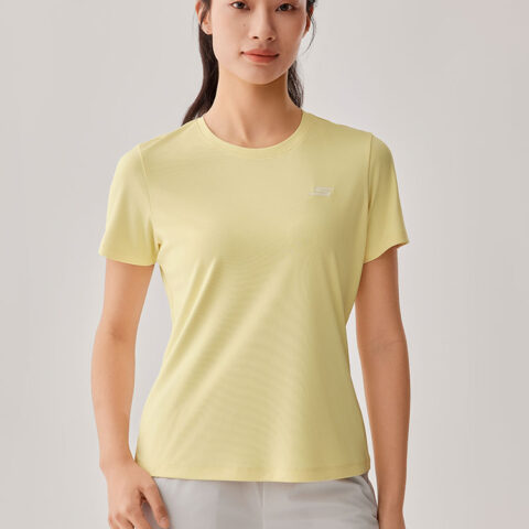 Skechers Sports Lifestyle Comfortable Technology Collection Quick Dry T Shirts Women’s Pink Yellow