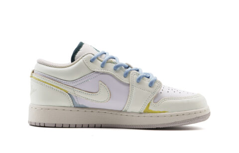 Jordan Air Jordan 1 Leather Cushioning, Wear Resistant Low top Vintage Basketball Shoes Unisex Diamond Heather White