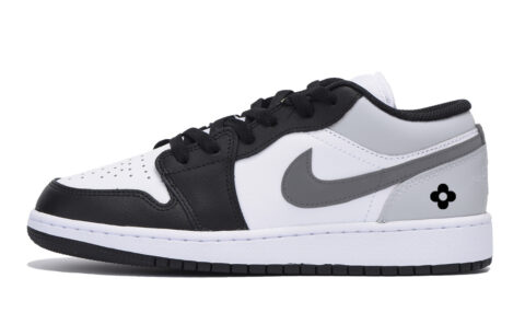 Jordan Air Jordan 1 Cherry Blossom Smoke Gray Abrasion Resistant Low top Vintage Basketball Shoes Men's White Dark Gray
