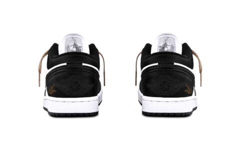 Jordan Air Jordan 1 Ink Dragon Shadow Brown Abrasion Resistant Low top Vintage Basketball Shoes Unisex