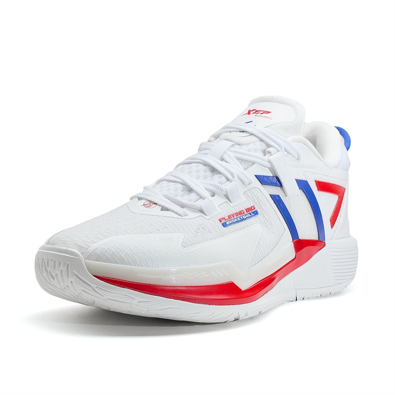 XTEP Spirit Strike 3.0 Cushioning Slip Resistant Abrasion Resistant Coverage Low top Basketball Shoes Men’s White Blue