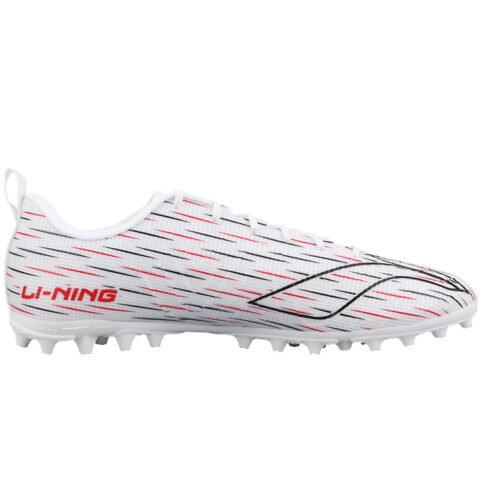 Li Ning MG Multi Ground Artificial Turf TPU Cushioning Slip Resistant Soccer Shoes Unisex White Red